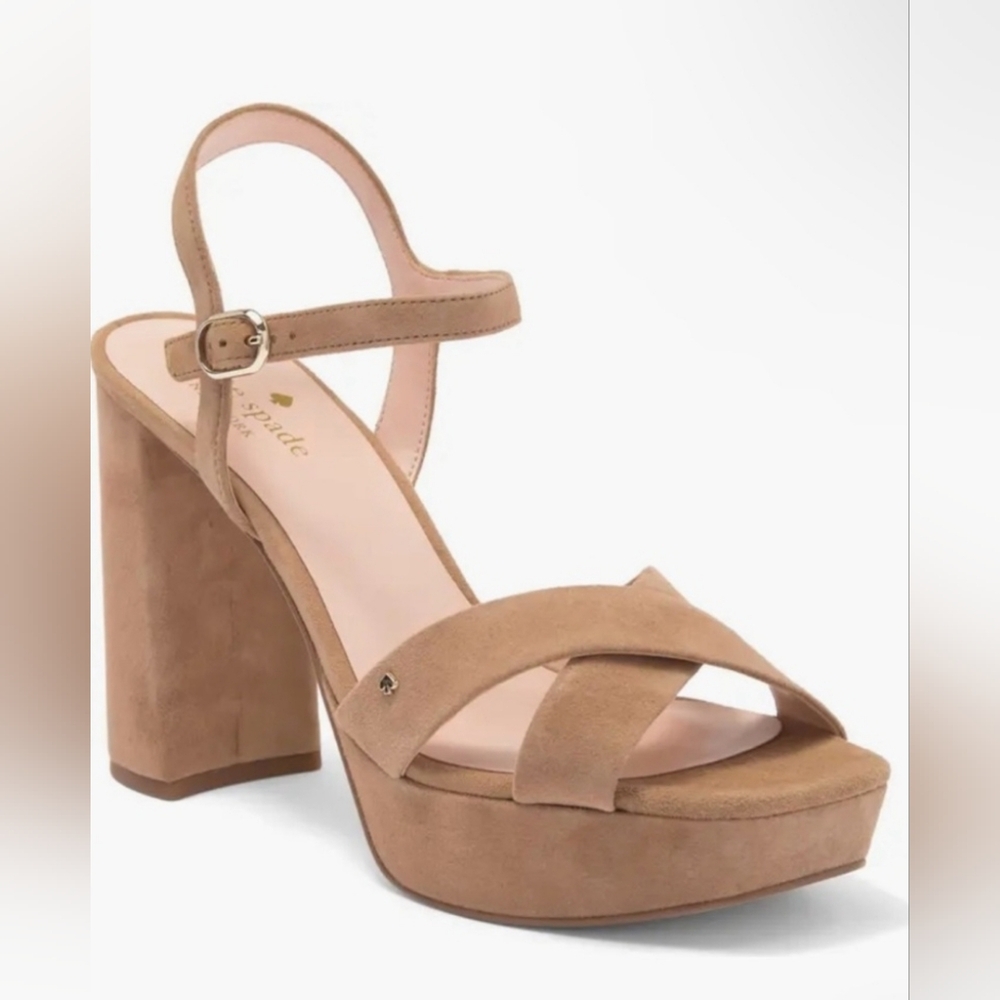 KATE SPADE Delia Suede Platform Sandal Heels Sz 10 NEW